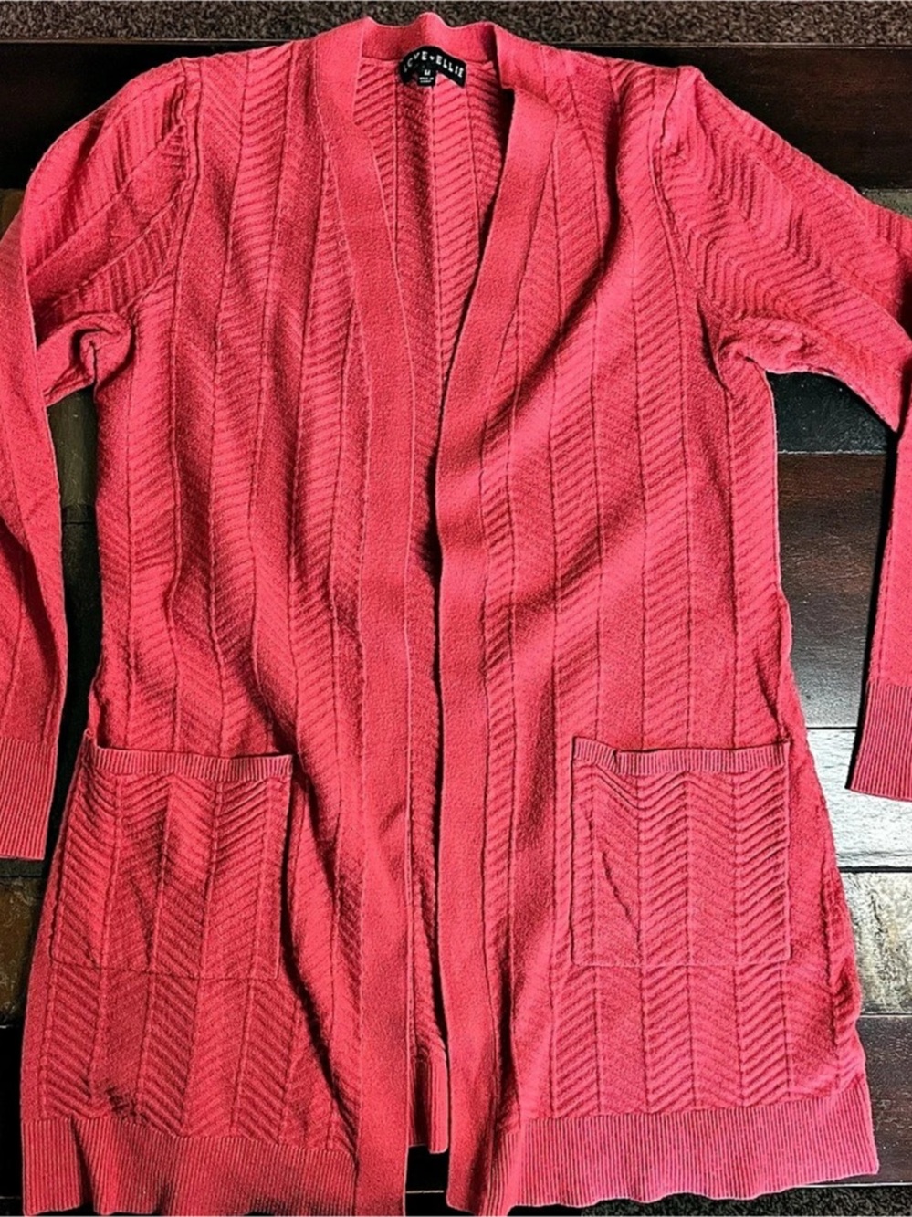Love Ellie Women’s Salmon colored Textured Open Front Cardigan Size Medium